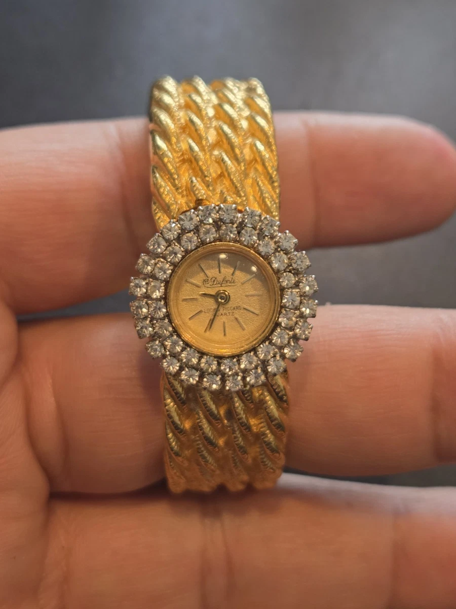 Vintage Ladies DUFONTE By Lucien Piccard Classic Gold Tone Square Face w/Diamond Vintage Ladies DUFONTE By Lucien Piccard Classic Gold Tone  main image 4