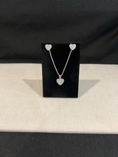 925 Sterling Silver Women Ladies Love Heart CZ Pendant Box Chain  Earrings SET