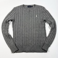 Polo Ralph Lauren Cable Knit Sweater Woman's Size Small Crew Neck Gray
