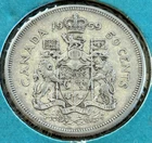 1959 Canada Fifty Cents Half Dollar  - About Uncirculated with Toning