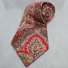 Polo Ralph Lauren Men's Vtg Red Made In USA Paisley Pattern 100% Silk Necktie