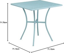 Flash Furniture Oia Commercial Grade 28" Square Sky Blue Indoor-Outdoor Steel