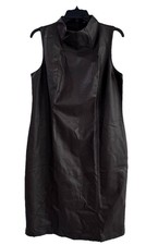 J.McLaughlin Dark Chocolate Brown Vegan Leather Mock  Dress L