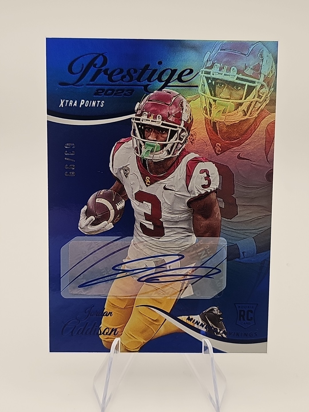 2023 JORDAN ADDISON Panini Prestige Xtra Points Blue /99 Vikings Rookie RC Auto
