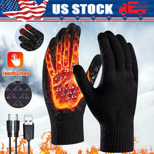 Heated Gloves Electric Rechargeable Battery Hand Warm Windproof Thermal Winter
