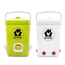 GIFANK Chicken Feeder and Waterer Set,3 Gallon Automatic 13.65x9.752in, White