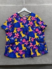 Disney Simba Lion King Medical Nursing Vet Tech Scrub Top Womens 2XL Multicolor