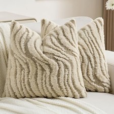 Decorative Throw Pillow Covers 18x18 Inch Set of 18" x 18" Pack of 2 Beige