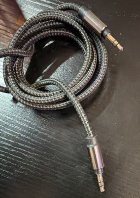 Black Braided 3.5mm Male to Male AUX Audio Cable, 6 ft Universal Compatible