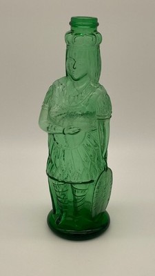 RARE Green Browns Celebrated Indian Herb Bitters Antique Figural Queen Bottle