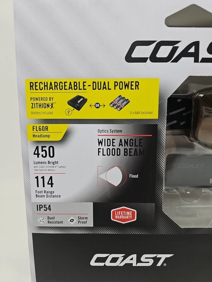 Faro LED recargable COAST FL60R 450 lúmenes accesorios incluidos doble alimentación Foto 2 de 4