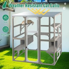 Outdoor Cat Catio Enclosures Large Wooden Cat House Patio for Indoor Cats Feral