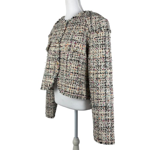 St John strukturiertes französisches Tweed Wimpern-Sakko 14 mehrfarbig vollständig gefüttert neu mit Etikett $ 1795 - Bild 4 von 12