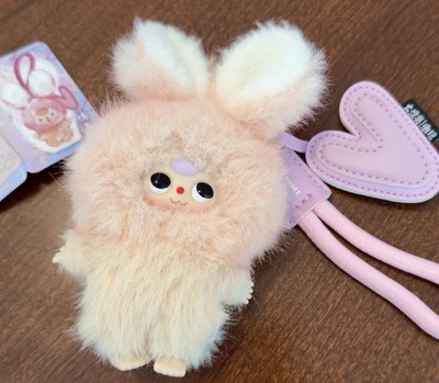 Baby Three Super Mini Bunny Plush  Letter V New Keychain Special Face Vampire