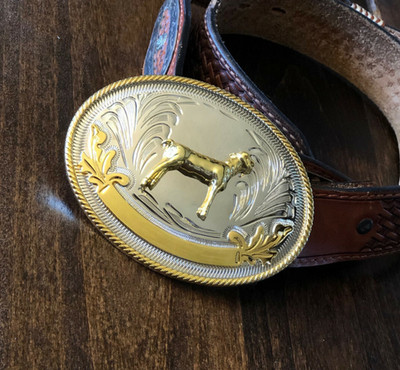 Western 3''x4'' FFA or 4-H Cowboy Belt Buckle 3D Stock Show Sheep Engravable