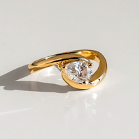 Diamant-Ehering Im Birnenschliff 14 Karat Gelbgold 1 Karat Igi-Zertifiziert...