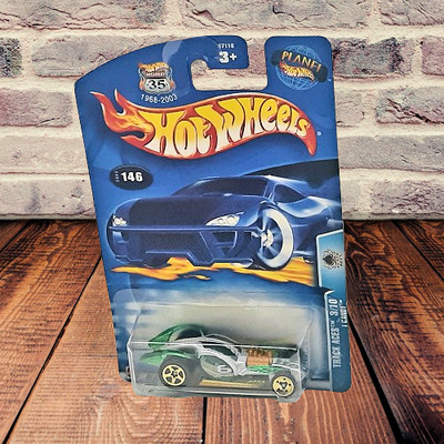 Hot Wheels Track Aces Crooz Green Silver 2003 #146 35th Anniversary 1:64 Car
