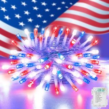 Red White Blue 4th of July Decoration Light - 30 LED 11.5Ft Patriotic Battery St