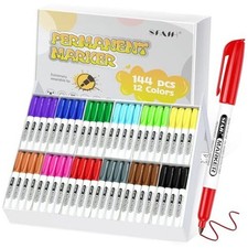 144 Pack Permanent Markers Bulk - School Classroom Set, 12 12 colors 144 Pack