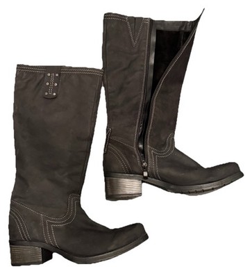 Bama Stiefel Gr 41 Nubukleder  Damenstiefel Bikerboots Boots schwarz