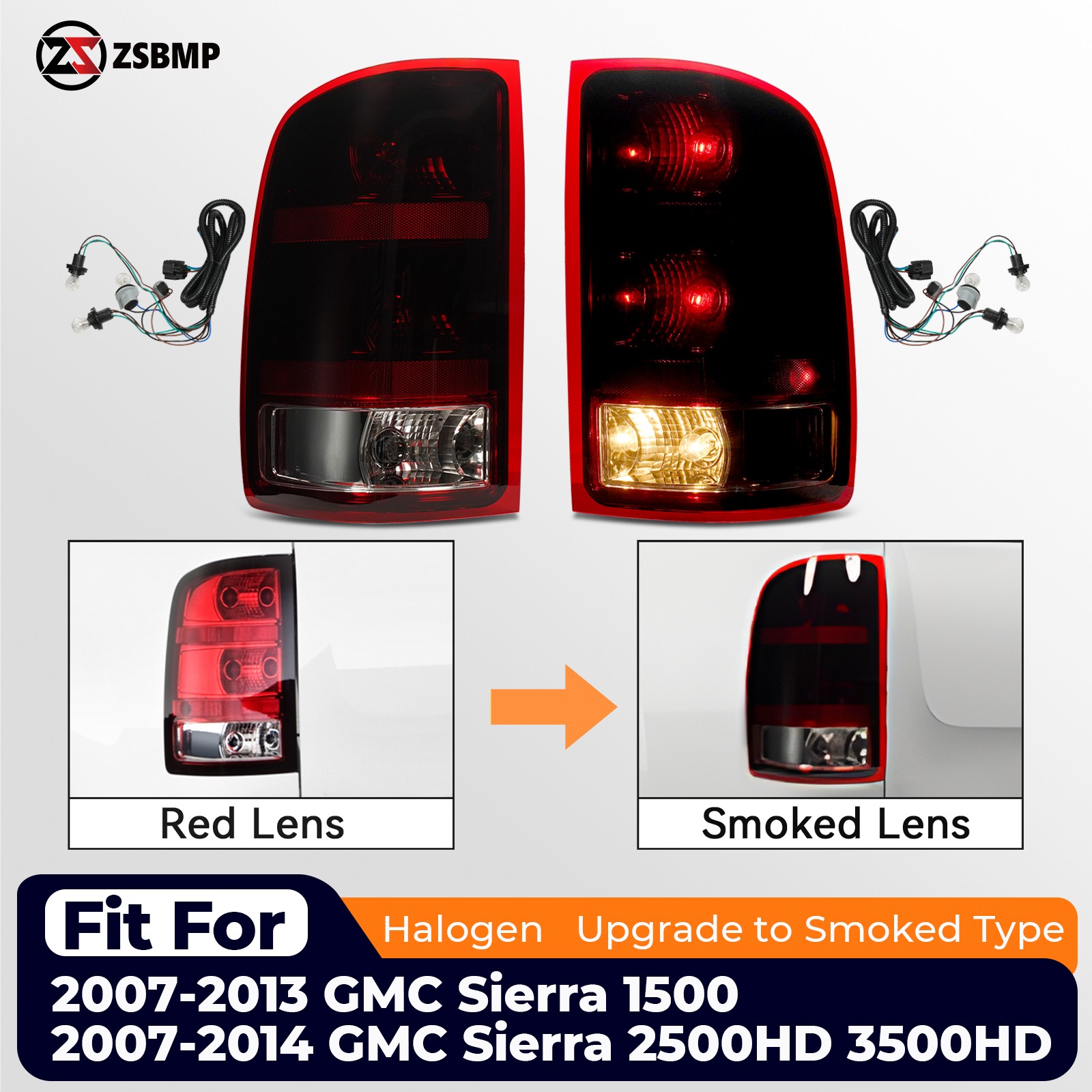 Upgrade Tail Light For 2007-2013 GMC Sierra 1500 / 2007-14 Sierra HD Left+Right