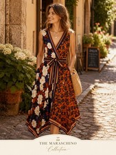Anthropologie Maeve Cassandra Midi Dress Size 8 Floral Patchwork Faux Wrap
