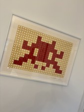 INVADER, SHEPARD FAIREY (OBEY) Positive Space/Negative Space (Red/Cream) Framed 