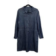 TALBOTS Women Denim Shirt Dress Long Sleeve Button Up Collared Dark Wash Size 14