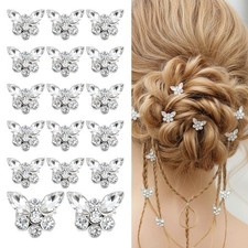 20 PCS Mini Butterfly Rhinestone Hair Clips, Silver Butterfly Clips for Girls...