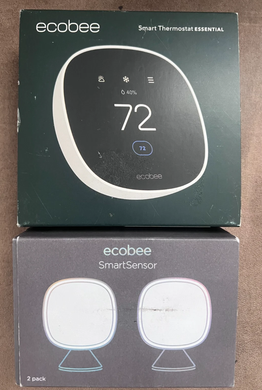 Ecobee Smart Thermostat Essential + ecobee Smart Sensor 2 Pack Bundle (Open Box)