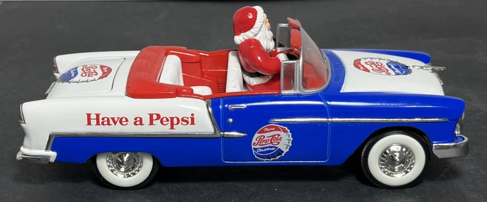 Liberty Classics 1955 Chevrolet Convertible Pepsi Santa 1/25 Diecast Coin Bank - Image 3 of 4