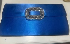 Royal blue Brand New Crystal Buckle Satin Clutch