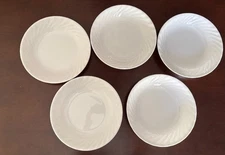 5 Corelle Enhancements White Swirl Coupe Pasta Salad Bowls 8.5"