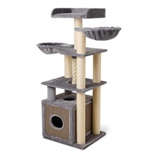 Giant Cat Tower Tall Scratching Climbing Platform Grey Feline Condo Furniture XL