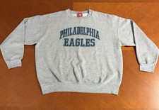 Philadelphia Eagles Crewneck Sweatshirt Gray NFL Spell Out Men  s XL Vintage