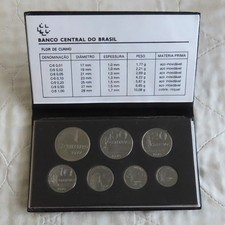 BRAZIL 1977 - 1978 7 COIN UNCIRCULATED COLLECTION - BLACK WALLET