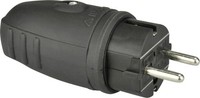 Schutzkontakt-Stecker Gummi Pvc-Ein IP44, Mit Knickschutz, Schwarz