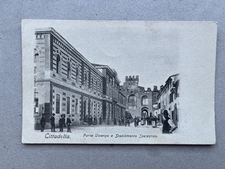 S) Cartolina formato piccolo Cittadella Padova porta Vicenza scuola 1902