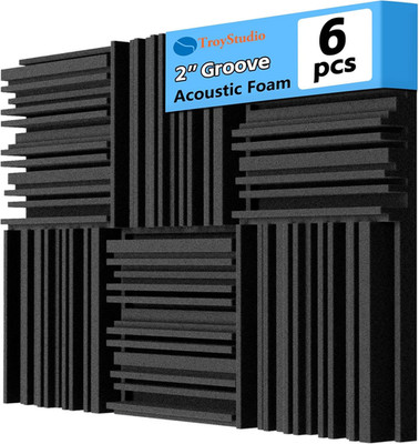 Thick Acoustic Foam Panels, 12 X 12 X 2 Inches 6 Pcs Broadband Sound Absorbing F