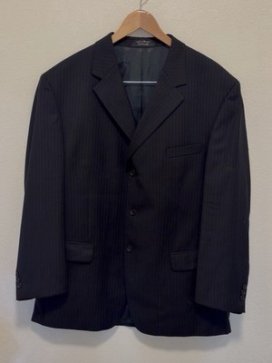 Vintage Andrew Fezza 46R S 100 100% Worsted Wool Pinstripe Suit Jacket Blazer