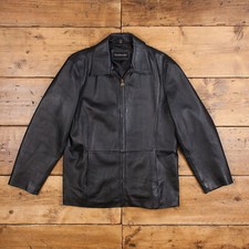 Vintage Dunbrooke Leather Jacket L 90s Car Coat Black Womens Zip