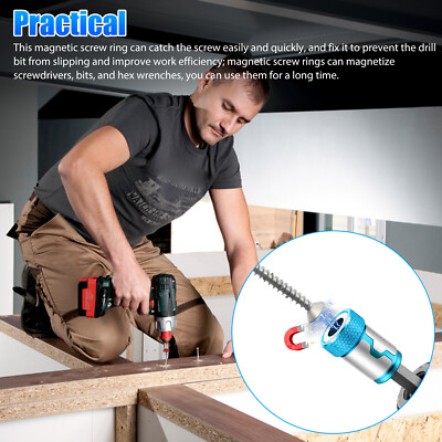 3-Pack Magnetic Screw Rings – Removable Neodymium Magnetizer For 1/4" Hex Bits, Fits Screwdrivers & Power Drills