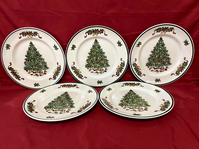 Johnson Brothers Victorian Christmas Set Of 5 Tree Dinner Plates