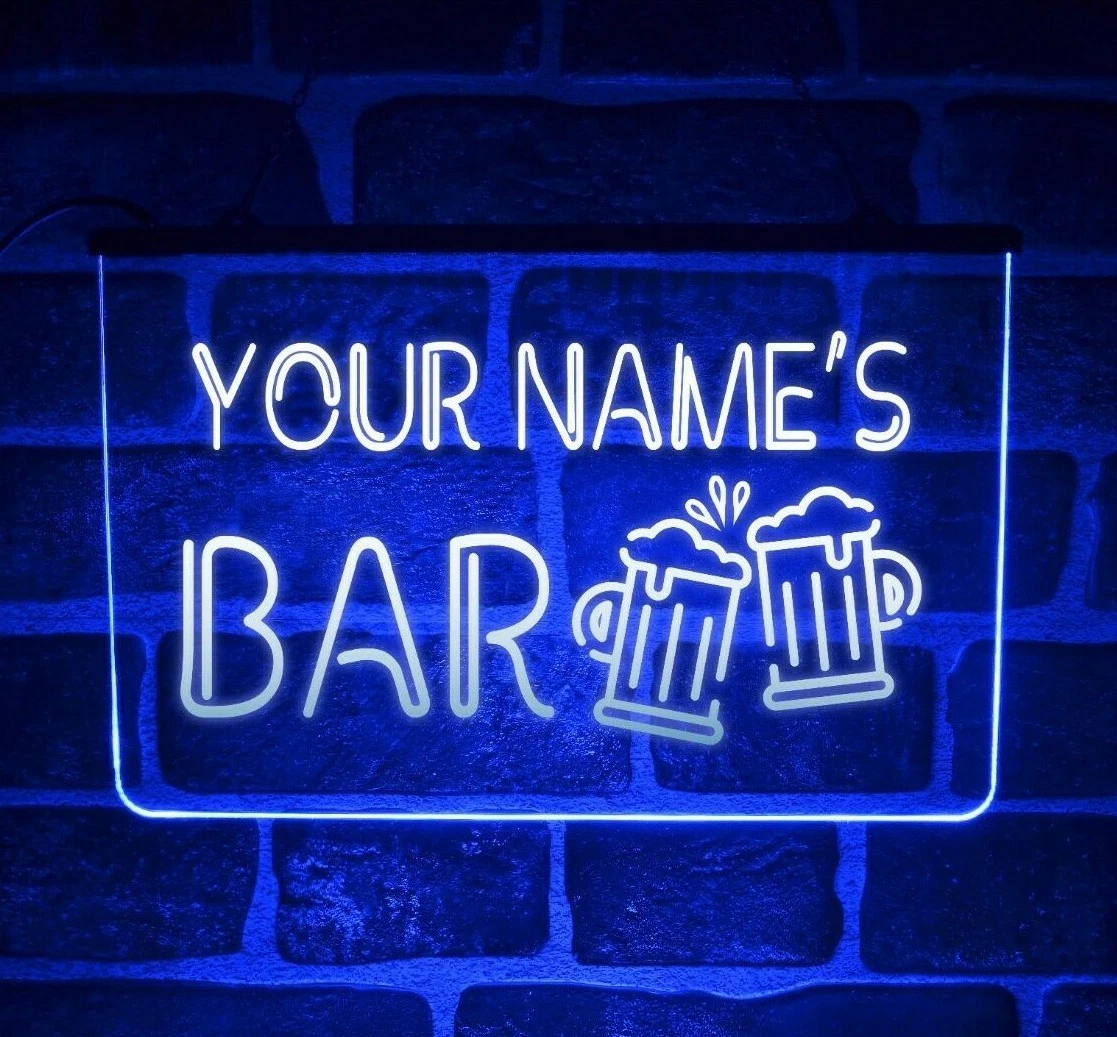 Personalised Home Bar LED Neon Light Sign, Custom Hanging Display For Shed  Pub