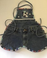 Childs Mickey Mouse Denim Apron Jean Handmade Dress Up Pretend Play Cook