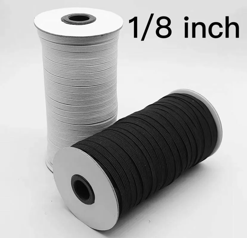 Elastic String for Sewing 3mm 1/8 Inch, Black Or White Elastic