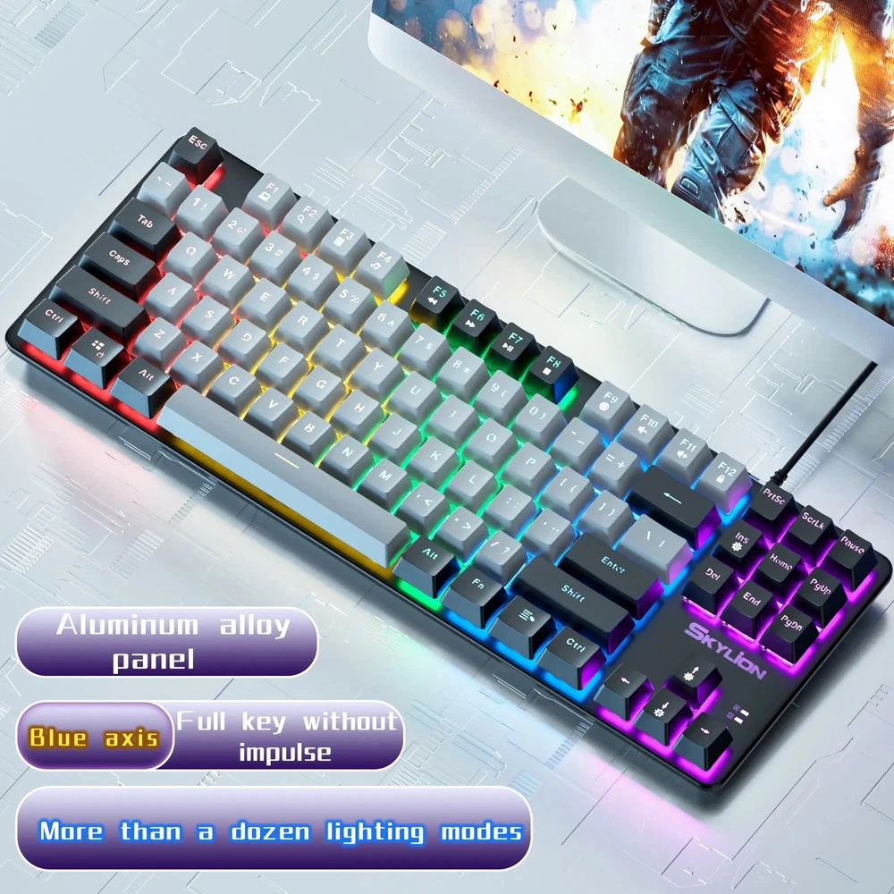 Wired Mechanical Keyboard with Lighting for Gaming Office Windows iOS Systems