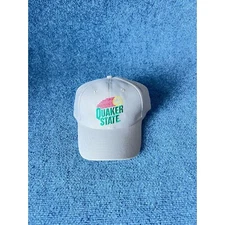 Quaker State Strap Back Hat Cap Beige Embroidered One Size Adjustable EUC
