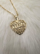 14k Heart Pendant, Gold Love For Mom Heart Charm Moms Heart Mothers Day Gift NEW