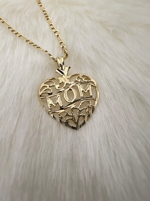 14k Herz Anhänger Gold Liebe für Mama Herz Charm Mamas Herz Muttertag Geschenk NEU